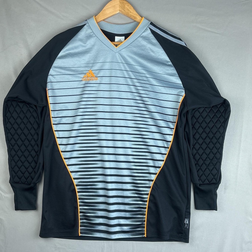 Vintage Y2K Adidas Goalkeeper Jersey Size Small Climalite Padded Sleeves Gray